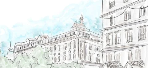 Sketch city Stock Illustration