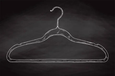 Sketch clothes hangers on chalk board. Vector. Stock Illustration