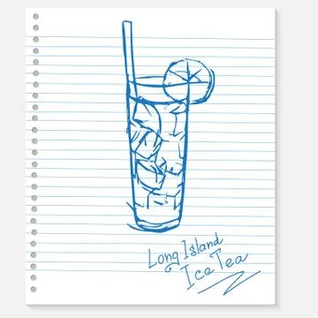 Sketch cocktail on a notebook sheet Stock Illustration