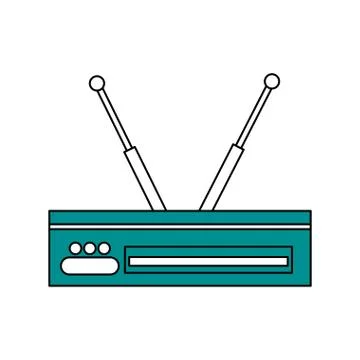 Sketch color silhouette decoder antenna tv 스톡 일러스트