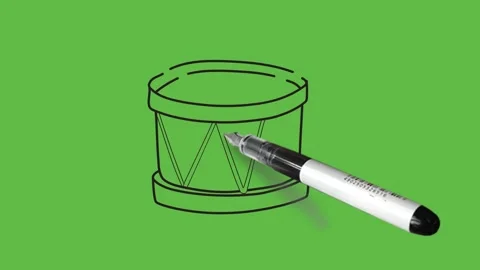 Sketch colourful drum with two brown stick in grey, red, pink and yellow colour 動画素材 157614538