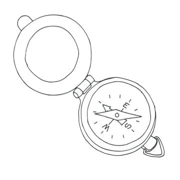 Sketch of a compass. Vector illustration. Isolated on white background. Stock Illustration