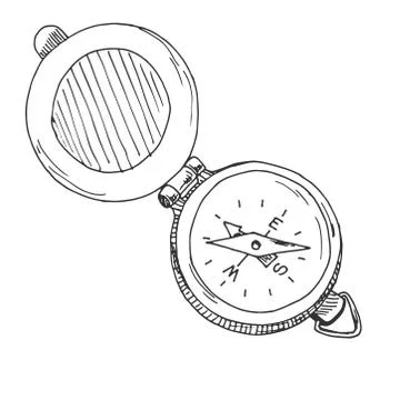 Sketch of a compass. Vector illustration. Isolated on white background. Stock Illustration