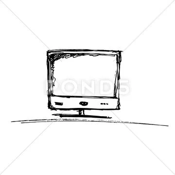 Sketch of a computer monitor Stock Illustration