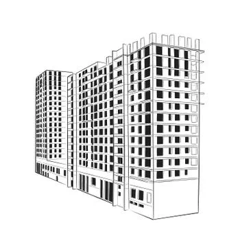Sketch. Construction site . City. Vector hand draw Stock Illustration