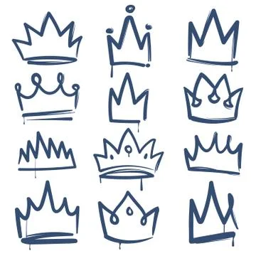 Sketch crown. Queen king crowns tiara luxury royal diadem imperial coronation Illustrazione stock