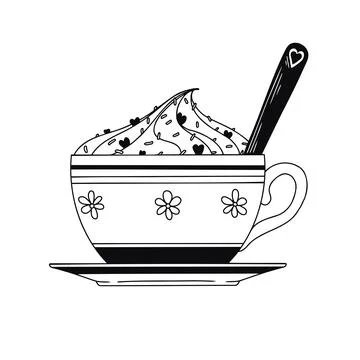 Sketch of a cup of coffee with foam. Vector illustration of a sketch style. Stock Illustration