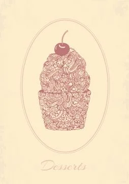 Sketch cupcake. Vector Illustration Stock Illustration