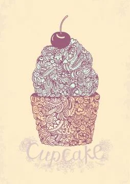 Sketch cupcake. Vector Illustration Stock Illustration