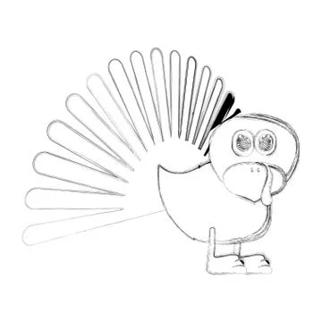 Sketch of a cute turkey Stock Illustration