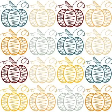 Sketch decorated pumpkin repeat background イラスト素材