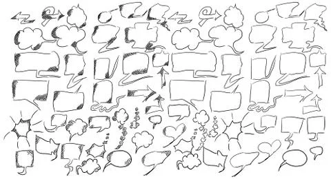 Sketch dialogs clouds for insertion in drawings Stock Illustration