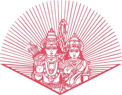 Sketch of different types of Lord Krishna, Vishnu Avatar outline editable ill イラスト素材