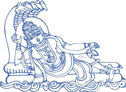 Sketch of different types of Lord Krishna, Vishnu Avatar outline editable ill イラスト素材