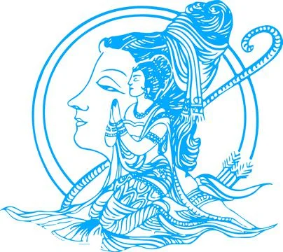 Sketch of different types of Lord Krishna, Vishnu Avatar outline Stock Illustration