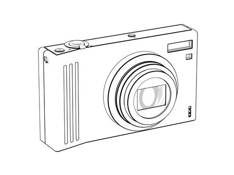 Sketch of digital compact camera Stock Illustration