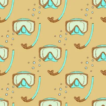 Sketch diving mask in vintage style Stock Illustration