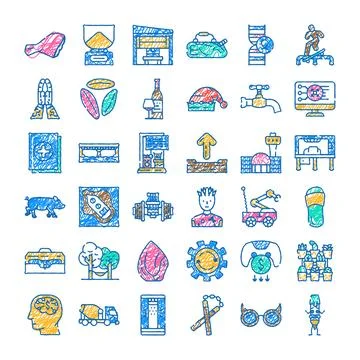 Sketch doodle icon set concept collection Stock Illustration