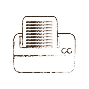 Sketch draw printer work office copy equipment 스톡 일러스트