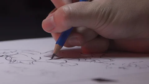 Sketch Drawing Close up under red Light Slowmotion Stock-Footage 242829541