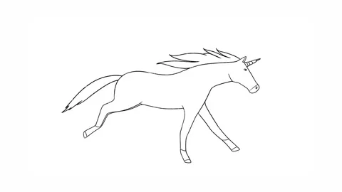 Sketch drawing unicorn running motion graphics animation. Stock Footage 310153218