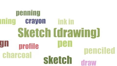 Sketch Drawing Word Cloud Animated Isolated On White 스톡 동영상 107214913