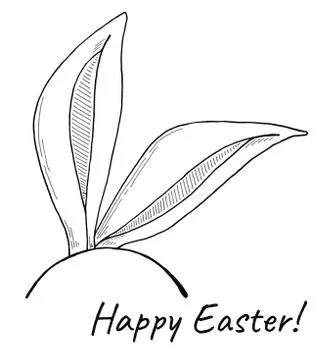 Sketch of the ears of the Easter bunny. Vector. Happy easter. Illustrazione stock