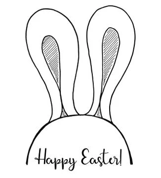 Sketch of the ears of the Easter bunny. Vector. Happy easter. Illustrazione stock