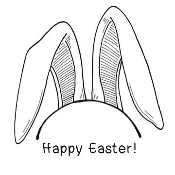 Sketch of the ears of the Easter bunny. Vector. Happy easter. 库存插图