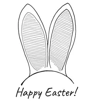 Sketch of the ears of the Easter bunny. Vector. Happy easter. Stockillustratie