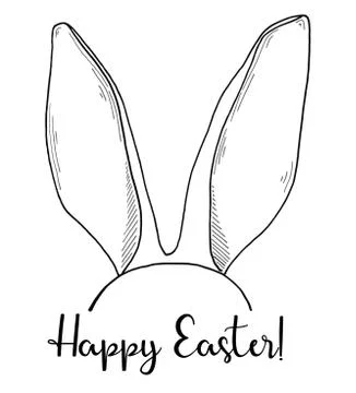 Sketch of the ears of the Easter bunny. Vector. Happy easter. 库存插图