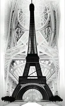 Sketch of the Eiffel Tower in Paris Stock Illustration
