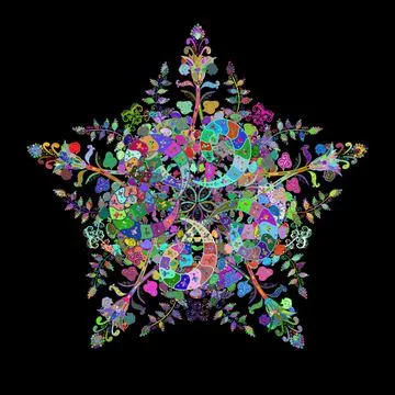 Sketch Elegant vector texture with floral elements. Doodles green, blue and blac Illustrazione stock