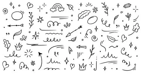 Sketch element line set. Abstract nature element decoration graphic icon set Stock Illustration