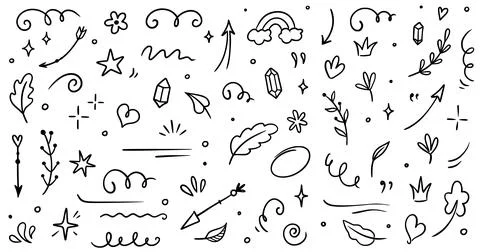 Sketch element line set. Abstract nature element decoration graphic icon set Stock Illustration
