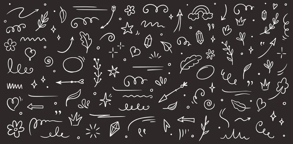 Sketch element line set. Abstract nature element decoration graphic icon set Stock Illustration