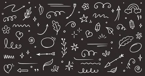Sketch element line set. Abstract nature element decoration graphic icon set Stock Illustration