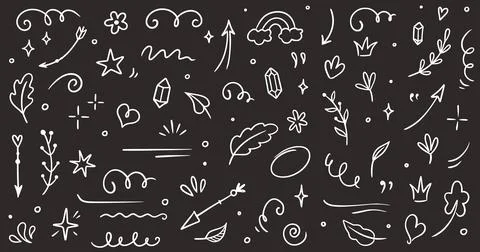 Sketch element line set. Abstract nature element decoration graphic icon set Stock Illustration