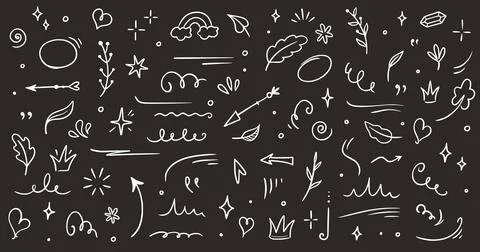 Sketch element line set. Abstract nature element decoration graphic icon set Stock Illustration