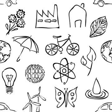Sketch environment seamless pattern Stock Illustration