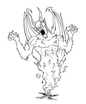 Sketch of an evocation of a fire demon Stock-Illustration