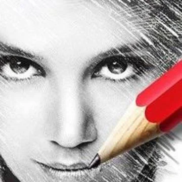 Sketch of face with heart Stock Illustration