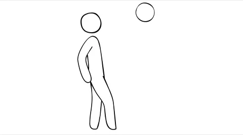 Sketch of the faceless man stuffed the ball on your leg Stock-Footage 67402802