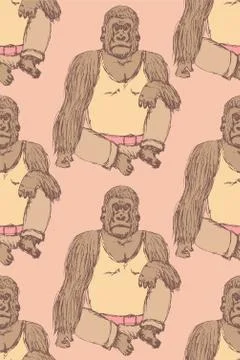 Sketch fancy gorilla in vintage style Stock Illustration
