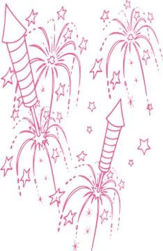 Sketch of Fire Cracker Blasted during Diwali Festival Outline Design Element  Stock Illustration