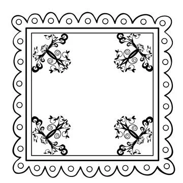 Sketch, flower pattern or stamp, coloring book, isolated object on white back Stock Illustration