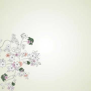 Sketch of flowers on a light background Stock Illustration