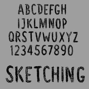 Sketch font Stock Illustration