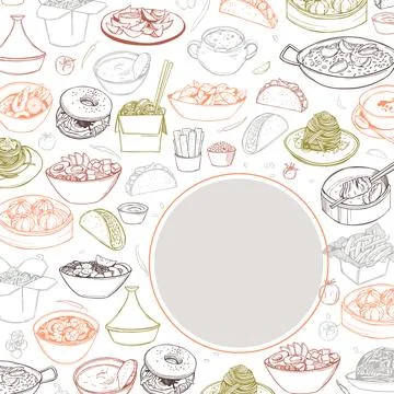 Sketch Food set.    Vector background. Illustrazione stock