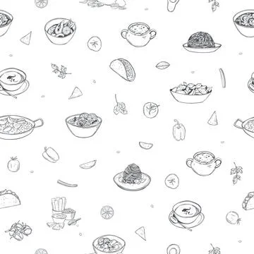 Sketch Food set.  Vector  pattern. Stock Illustration